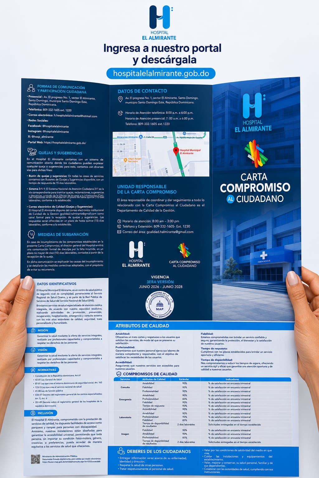Hospital El Almirante fortalece su compromiso con la ciudadanía al obtener la aprobación de la Tercera Versión de su Carta Compromiso al Ciudadano 2026-2028